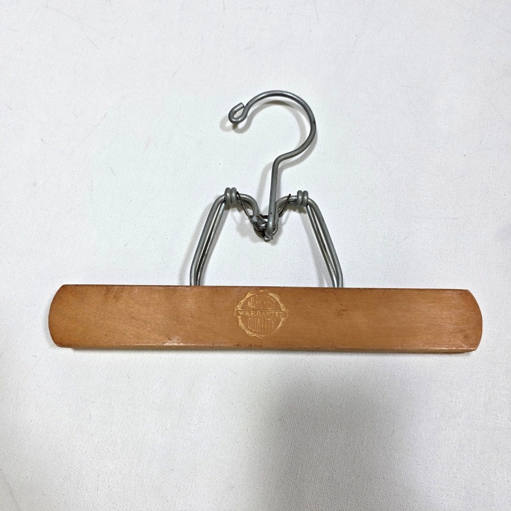 Matchless Pant Hanger 9.5in Brown Vintage Wood Clamp Metal Hook Quality Rustic